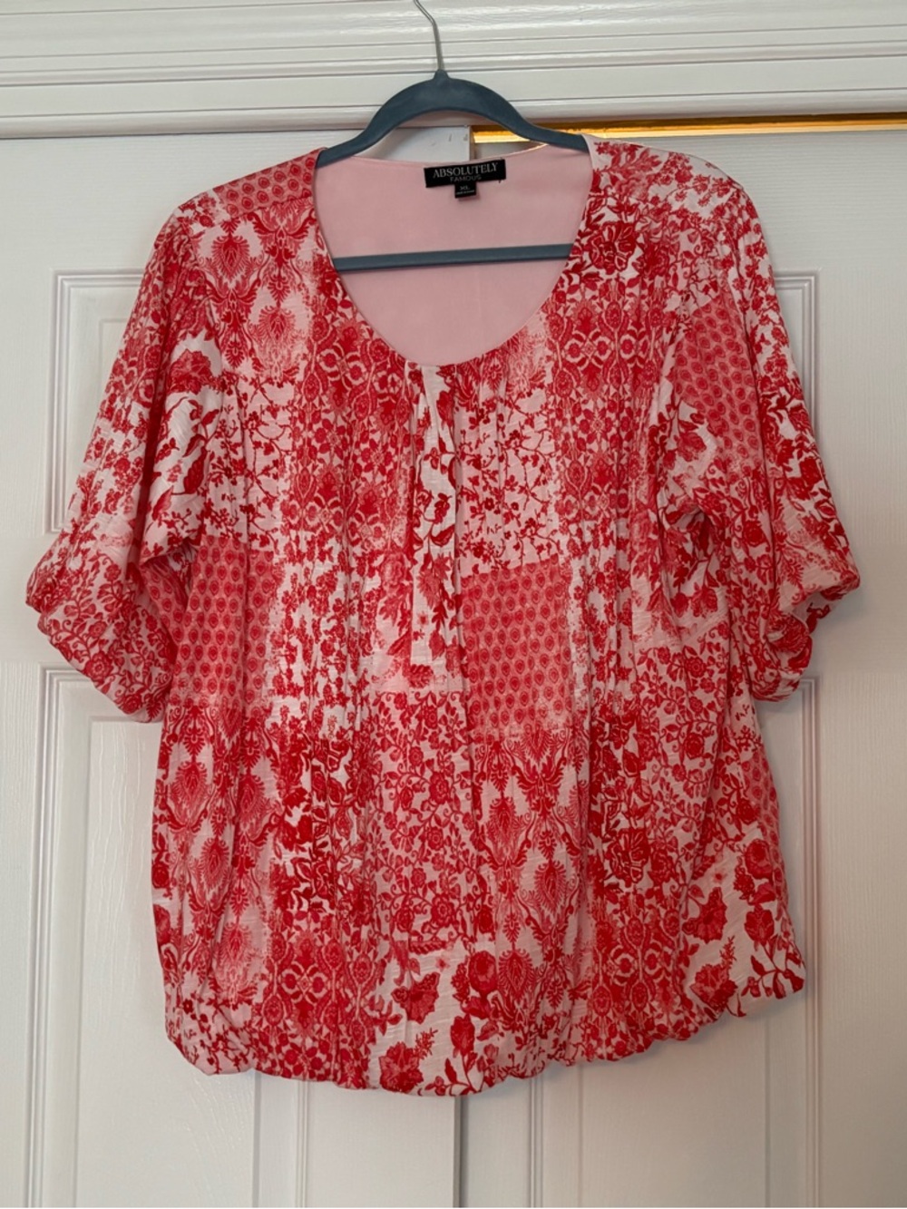 Absolutely Red Patterned Women's Blouse
